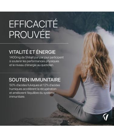 Shilajit 1400mg - Shilajit Pur de l'Himalaya - Hautement dos en Acides Fulviques (50%) et Acides Humiques (12%) - Immunit Energie Articulations - 90 g lules - Vegan - Fabriqu en France - Vitavea - Buy Online on GoSupps.com