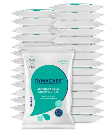 DYMACARE Antibacterial No Rinse Shampoo Cap | Rinse Free Shower Cap That Shampoos & Conditions | PH Balanced Waterless Hair Wash | 30 Caps