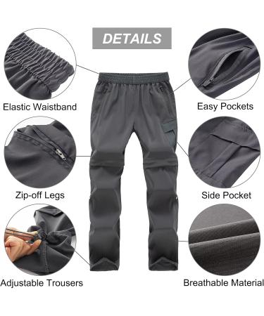Feoya Children's Outdoor Hiking Pants - Zip Off & Removable Shorts Quick-Drying Trekking Pants for Unisex Youth & Girls - 150 Gray - Buy Online on GoSupps.com