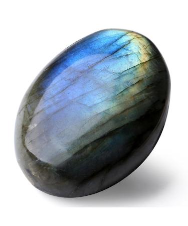 MAIBAOTA 2.4" Labradorite Healing Crystal Gemstones Pocket Polished Moonstone Gifts Oval Shape Reiki Spiritual Energy Nature Crystals for Women Men Relief Balancing Stress Divination Meditation