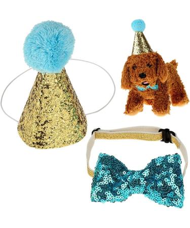 Dog Birthday Hat & Collar Set - Reusable Light Blue Party Accessories for Pets - Perfect for Puppies & Cats - Buy Online on GoSupps.com