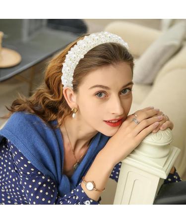 Faux Pearl Headbands for Women Bling Rhinestones Hairbands Women Girls Wedding Birthday Party Valentines Day Gifts Hair Hoop Wedding Hair Accessories (Pearl) - Buy Online on GoSupps.com