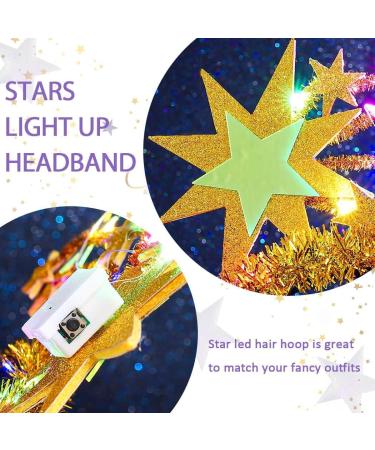 Zoestar Light Up Star Headband Gold LED Stars Headbands Glitter Glowing Headpiece Rave Party Costume Hair Accessories for Women - Buy Online on GoSupps.com