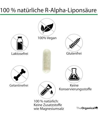 Theorganical R-Alpha Lipoic Acid 300mg - 120 Capsules | Natural & Made in Hamburg | Maximum Effect - Buy Online on GoSupps.com