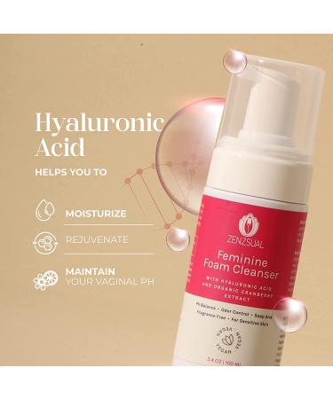 ZENZSUAL Feminine Foam Cleanser with Hyaluronic Acid and Organic Cranberry Extract - Intimate Vaginal Wash for Moisturizing and Soothing (3.4 Oz) - Buy Online on GoSupps.com