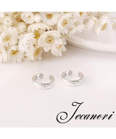 Jecanori Copper Magnetic Rings 2Pcs - Retro Style Solid Copper, 4X Magnets, Adjustable Size - Includes Jewelry Box - 2 Plum Silver - Buy Online on GoSupps.com