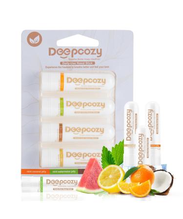 Nasal Stick for Adults 4 Pack Nasal Inhaler Stick for Distraction Relief & Mild Stress Portable Nasal Sticks Nose Inhaler Stick with Menthol (Coconut Watermelon Cold-Brew Mojito) Mint Coconut/ Watermelon/ Cold-brew/ Mo
