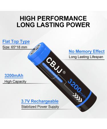 3.7V 18650 Rechargeable Battery 3200mAh - High Capacity Flat Top Batteries for Flashlights & Headlamps (2 Pack) - International Shipping Available - Buy Online on GoSupps.com