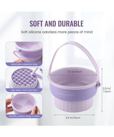 3 in 1 Makeup Brush Cleaner Bowl & Mat - Silicone Brush Cleaning Tool for Storage & Air Dry | Purple Makeup Organizer - Buy Online on GoSupps.com
