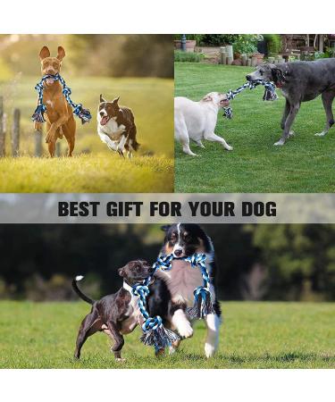 Luxmay Indestructible Dog Toys - Strong 92 cm Rope for Large & Medium Dogs - Durable Chew Toy with 5 Knots - Interactive Blue Dog Rope - Buy Online on GoSupps.com