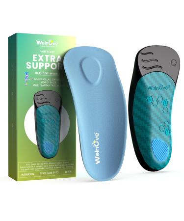 Welnove Plantar Fasciitis Insoles for Women - Arch Support Inserts Shock Absorbing Shoe Inserts for Flat Feet Plantar Fasciitis Relief - Shoe Insoles for Standing and Walking All Day