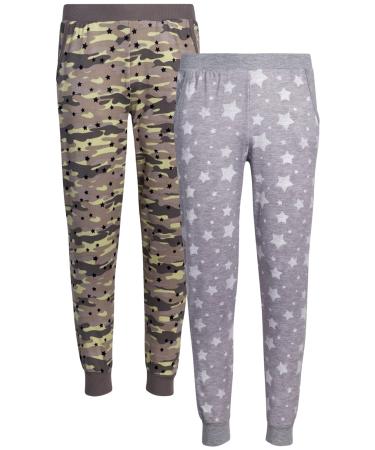Only Girls Active Sweatpants  2 Pack Athletic Yummy Joggers with Pockets for Girls (Sizes: 7-14) Camo Stars/Grey Stars 12