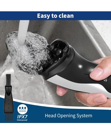 SweetLF Electric Razor for Men - IPX7 Waterproof 4D Rotary Shaver with 3 Blades & Pop-Up Trimmer - Rechargeable Cordless Design - Upgrade Series SWS7105 - Buy Online on GoSupps.com