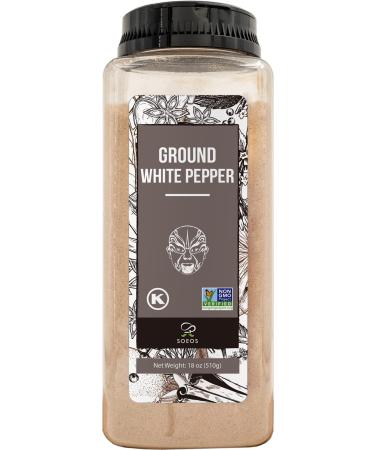 Soeos Fine Ground White Pepper 18 Ounces, Non-GMO, Kosher Verified, Freshly Packed to Keep Peppers Fresh, Fine Grain, White Pepper Powder, White Peppercorns Powder, Ground White Peppercorns Ground White Pepper 1.13 Pound (