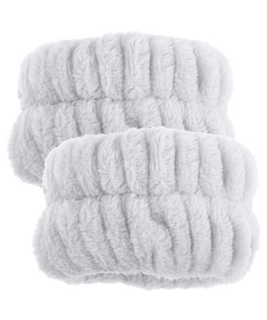 OUNONA Lot de 2 Bracelets de Lavage en Flanelle Absorbante Gris pour Poignet Bracelets Anti- claboussures Pratiques Accessoires Spa Visage Maquillage et Yoga Confort Extensible