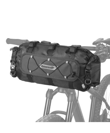 Rhinowalk bicycle handlebar bag waterproof 12l front pocket steering roller bicycle bag for handlebar bike packing roll bag shoulder bag storage bag black-a