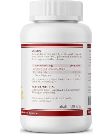 St. John's Wort Extract 5000 mg - 180 Vegan Capsules with Natural Hypericin & Hyperforin | Certified Lab Tested | Made in Germany - Vitaconcept - Buy Online on GoSupps.com