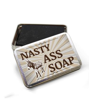 Nasty Ass Soap - Humorous Donkey Design - Handcrafted Black Soap for Men & Women - Activated Charcoal - Made in USA - International Shipping Available - Buy Online on GoSupps.com