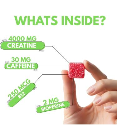 Nutrify Daily Creatine Gummies for Women and Men - 4g Creatine Monohydrate per Serving for Muscle Growth & Recovery -Sugar Free Low-Calorie with Vitamin B12 for Energy Boost 60 Count - Electric Blue - Buy Online on GoSupps.com