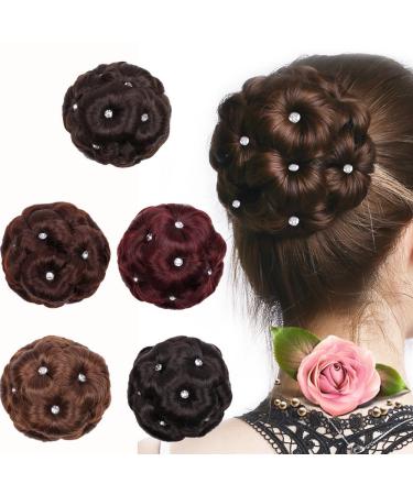 Battnot Dutt Hair Part Braid Clip - Diamond Wig Hair Ring for Women Curly Bride Makeup Rolls Floral Chignon - 13cm Black Ponytail Accessory - Buy Online on GoSupps.com