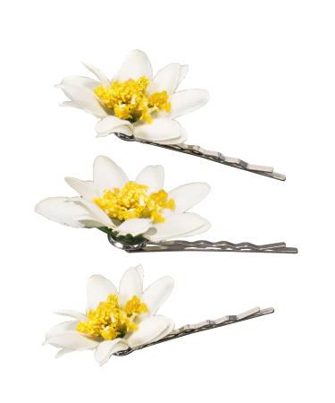 Alpenfl stern Edelweiss Hair Clips Set of 3 | Traditional Cream-White Clips for Stylish Hairstyles - ADV104 - Buy Online on GoSupps.com