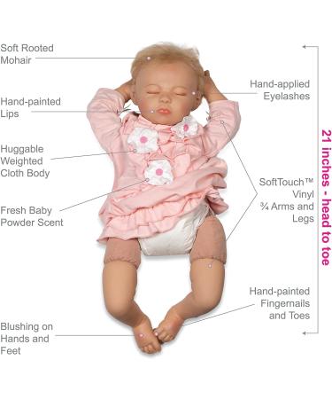 Paradise Galleries Realistic Baby Doll - 53.3 cm Sleeping Girl with Magnetic Pacifier & 8-Part Gift Set | Soft Vinyl Collectible - Buy Online on GoSupps.com