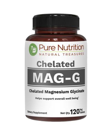 Pure Nutrition MagG - Chelated Magnesium glycinate Supplement | 120 Tabs | 440mg Elemental Magnesium | High Absorption Magnesium Supplement to Support Overall Well Being