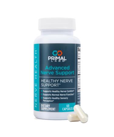 Primal Labs Advanced Nerve Support - Nerve Wellness Supplement with Benfotiamine B6 B12 Alpha Lipoic Acid Acetyl-L-Carnitine - Nerve Wellness Feet Legs Sensory Function Comfort - 60 ct.
