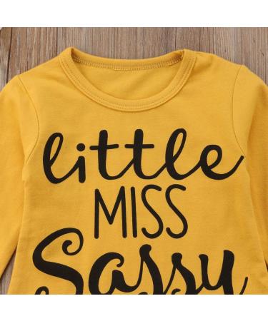 Puseky Toddler Girls Cute Letter Print Long Sleeve Shirt Floral Pant Outfit Set - Yellow (2-3 Years) - Buy Online on GoSupps.com