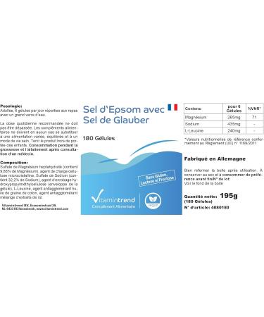 Epsom Salt and Glauber Salt - Magnesium and Sodium - 180 Capsules - Vegan - Beneficial Bottle | Vitamintrend  - Buy Online on GoSupps.com