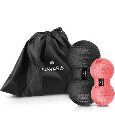 Navaris Peanut Fascia Ball Duo Set - Trigger Point Massage Balls in 2 Sizes - Black/Red - Buy Online on GoSupps.com