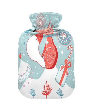 Christmas Fox hot water bottle with soft fleece cover 2 litre hot water bag for hot and cold compresses