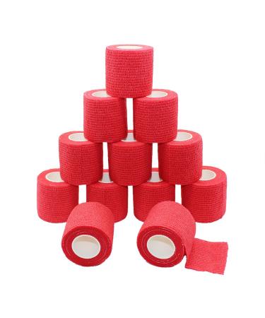Fuluning Tape Bandage Self-Adhesive Tape Strong Sports Tape for Wrist (5cm12Rolls Red)