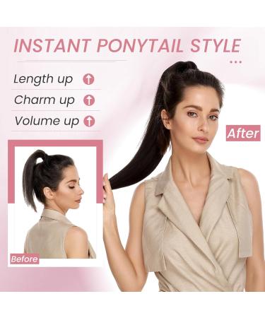 26" Long Straight Wrap around Ponytail Extensions Synthetic Clip in Ponytail Hair Extensions Hairpiece - Dark Brown 26 inch Dark Brown - Buy Online on GoSupps.com