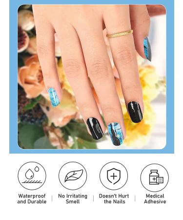 Kalolary Gel Nail Polish Strips Kit for Women - Waterproof Full Nail Wraps with Scissors, Cuticle Stick, File, and Wipes - Starry Sky Design - Buy Online on GoSupps.com