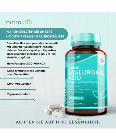 Buy Nutravita 600mg Hyaluronic Acid Capsules - High Purity Vegan 90 Count - Batch-Tested & Certified - International Shipping - Buy Online on GoSupps.com