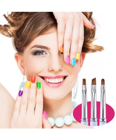 ANCIRS 3 Pack Nail Cleaning Brushes - Round, Flat, Angled Head - Acetone Resistant for Nail Art, Cuticle Remover, Manicure Clean Up - 8mm, 8mm, 7.5mm - Buy Online on GoSupps.com