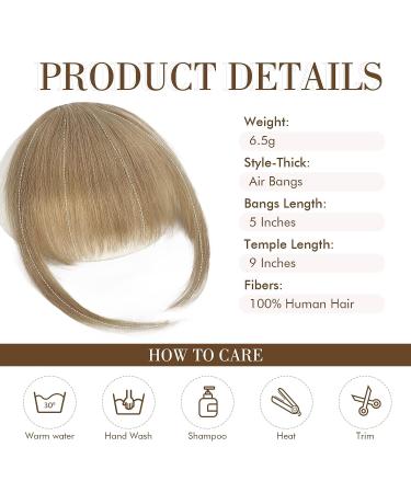 REECHO 100% Human Hair Wispy Bangs Clip in Extensions - Ash Brown Air Bangs for Women - Buy Online on GoSupps.com