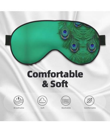 Green Peacock Feather Print Eye Mask | Ultra-Soft Light-Blocking for Optimal Comfort & Restful Sleep - International Shipping Available - Buy Online on GoSupps.com