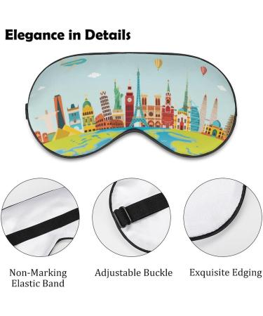 LynaRei World Travel Sleep Mask - Adjustable Blindfold with Famous Landmark Print for Men and Women - Super Smooth Eye Mask for Travel and Nap - Style 3 - Buy Online on GoSupps.com