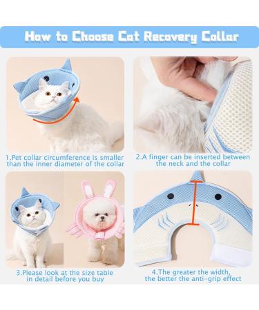 Adjustable Hubin Fleece Cat Collar - Post-Surgery Protective Halskrause for Cats Kittens & Puppies (Blue Shark M: 2.5-5kg) - Buy Online on GoSupps.com