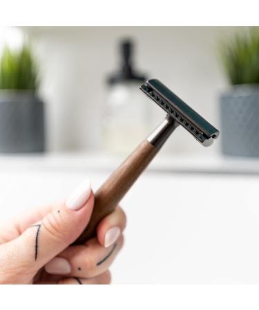 ANYMALE Walnut Wood Safety Razor - Eco-Friendly Zero Waste Razor for Men & Women | Includes 5 ASTRA Blades - Buy Online on GoSupps.com