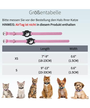 Premium XS Pink Airtag Cat Neck Band - Soft GPS Collar with Bracket & Bell for Young Cats - Buy Online on GoSupps.com