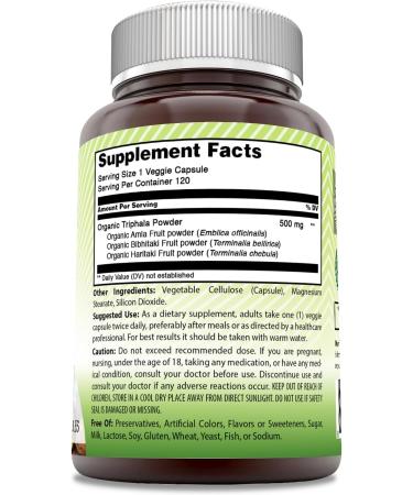 Amazing India Triphala 500mg 120 Veggie Capsules Supplement - Non-GMO, Gluten Free - Made in USA with Natural Triphala Fruit - Buy Online on GoSupps.com