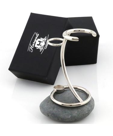 Men's Shaving Brush & Razor Holder Made with Stainless Steel (Chrome Finish).
