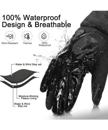 Women's Waterproof Touchscreen Ski Gloves - 2 Pairs | Winter Snowboarding Gloves in Black Gray - Buy Online on GoSupps.com