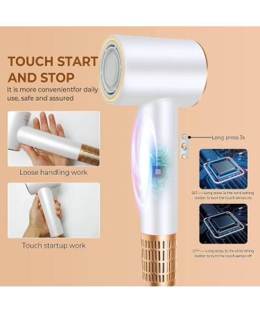 Hair Dryer Hairdryers for Women with 110 000 RPM Brushless Motor for Fast Drying 200 Million Negative Ion Rotating Magnetic Nozzle Low Noise Travel Hairdryer Lightweight Hairdryer White - Buy Online on GoSupps.com