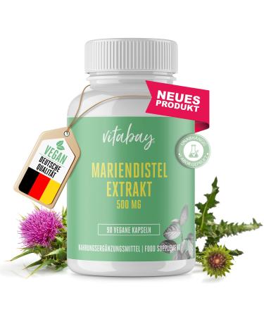 VITABAY MARIENSTISL EXTRAC CAPSELS High dose 500 mg - 90 capsules vegan with 80% Silymarin - High -dose dose of dosage capsules - Mary thistle High -dosed capsules Marium thistle capsules - laboratory test