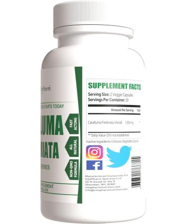 VitaPharm Nutrition Caralluma Fimbriata 1200mg | Natural Endurance Support | Non-GMO Vegan Friendly | USA Made | 60 Capsules - Buy Online on GoSupps.com