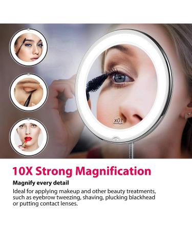 10X LED Lighted Makeup Mirror with 360 Degree Rotation and Strong Suction Cup - Buy Online on GoSupps.com